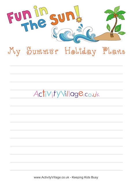 Summer holiday plans printable