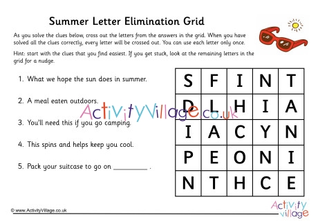 Summer Letter Elimination Grid