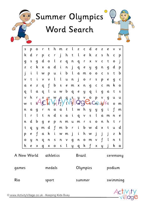 Summer Olympics word search