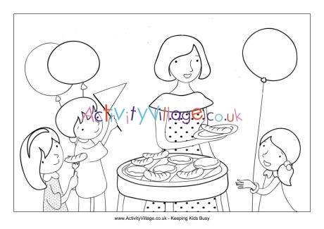 Summer party colouring page