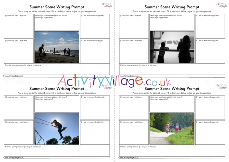 Summer Scene Writing Prompt Worksheets