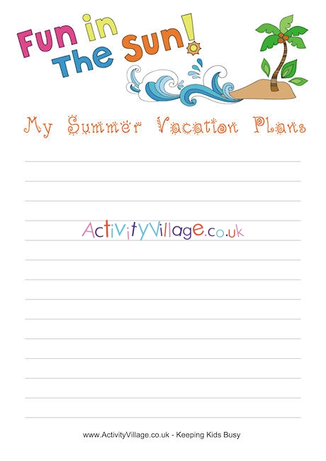 summer vacation plans printable