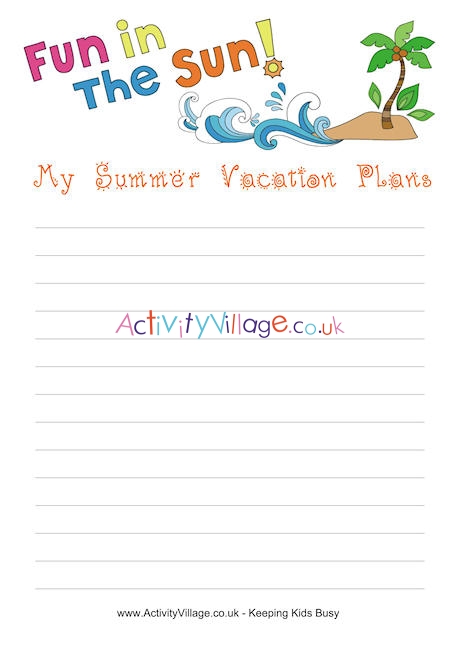 Summer vacation plans printable