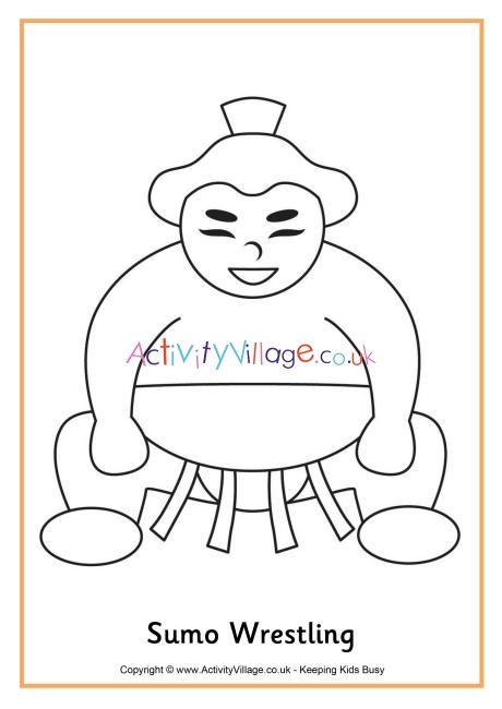 Sumo wrestling colouring page