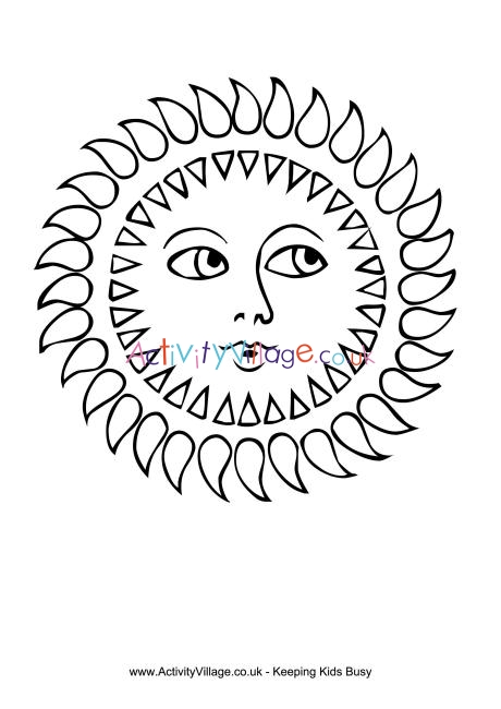 Sun colouring page 1
