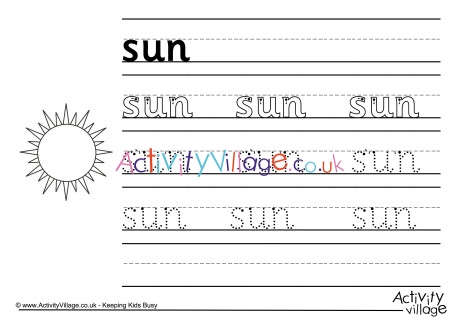 Sun handwriting worksheet