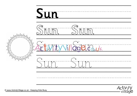 Sun handwriting worksheet
