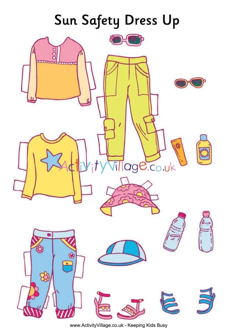 Sun safety paper dolls - clothes