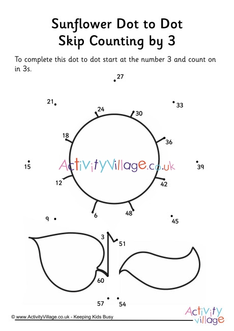 Sunflower Dot To Dot Skip Counting