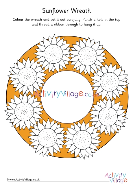 Sunflower wreath colour pop colouring page
