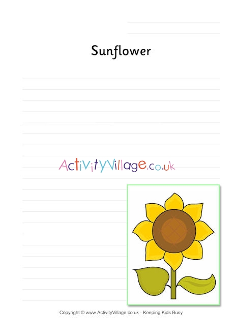 Sunflower writing page