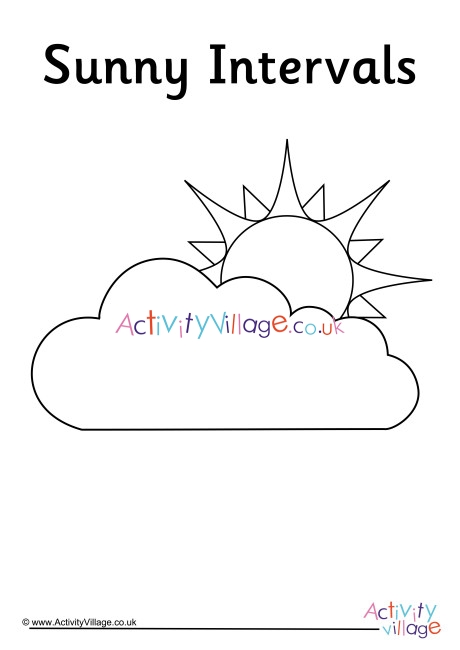 Sunny Intervals Weather Symbol Colouring Page