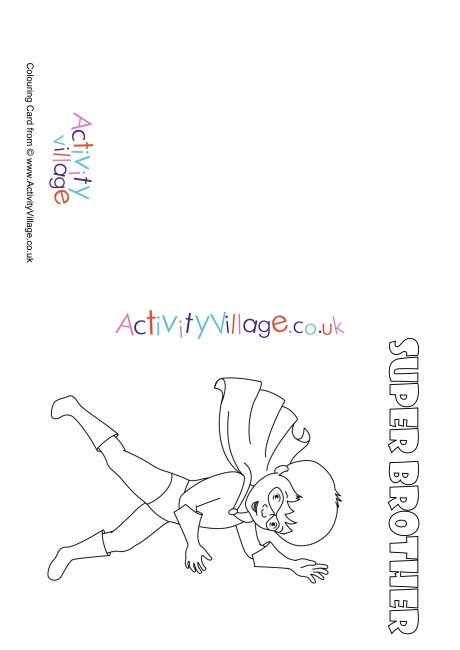 Super Brother Colouring Card