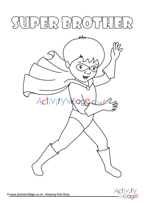 Super Brother Colouring Page