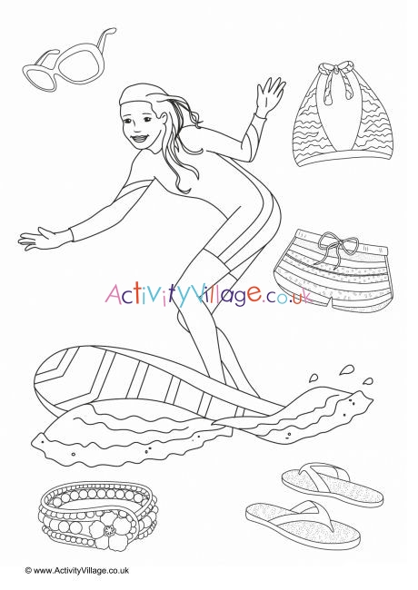 Surfing Fun Colouring Page