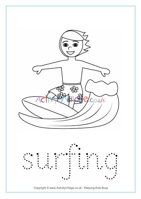 Surfing tracing worksheet