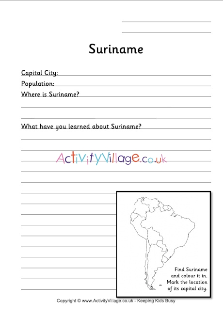 Suriname worksheet