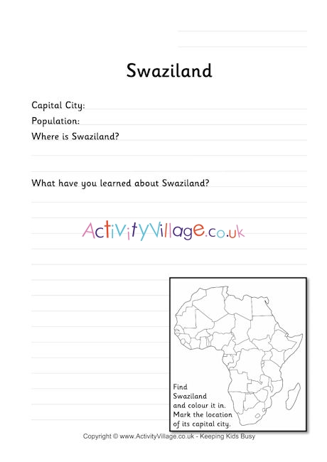 Swaziland worksheet