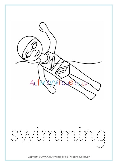 Swimming tracing worksheet