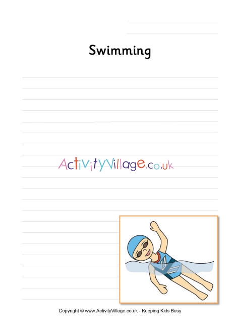Swimming writing page