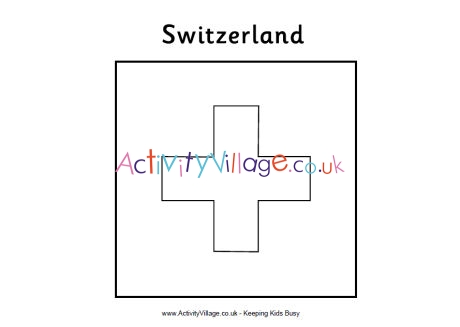 Switzerland flag colouring page