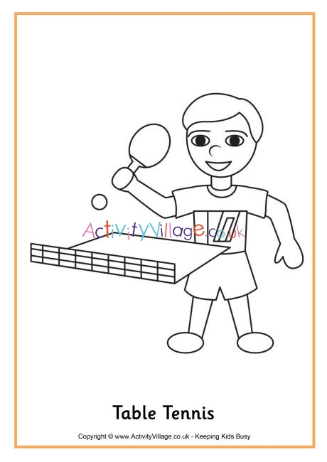 Table Tennis colouring page