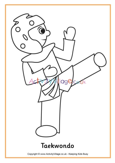 Taekwondo colouring page