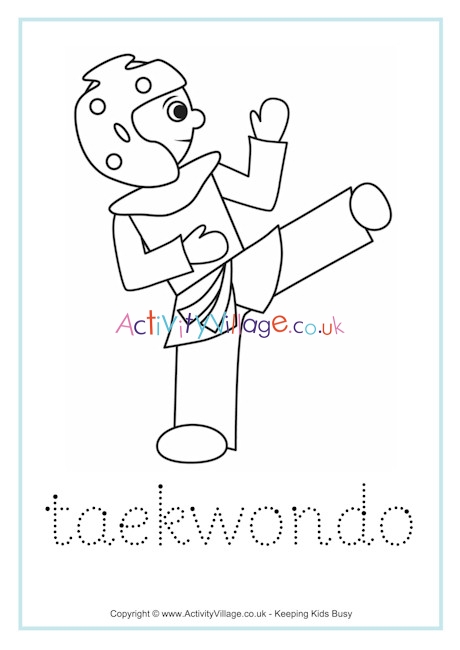 Taekwondo tracing worksheet