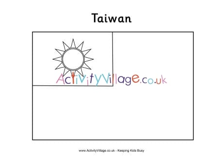 Taiwan flag colouring page