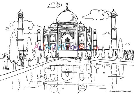 Taj Mahal colouring page 2