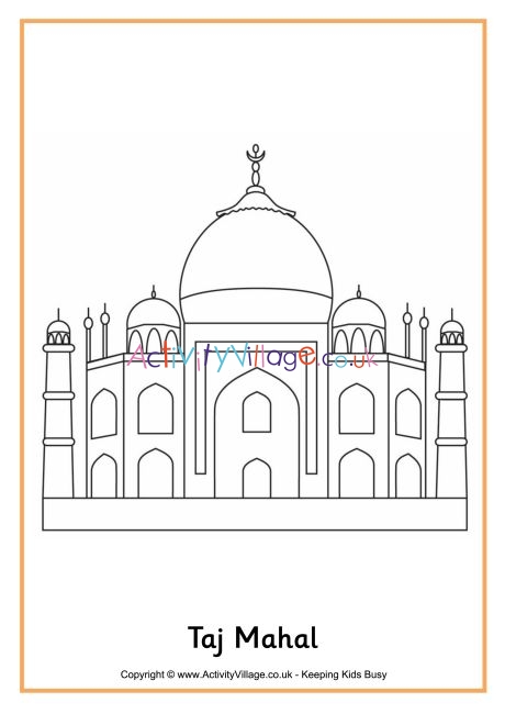 Taj Mahal colouring page