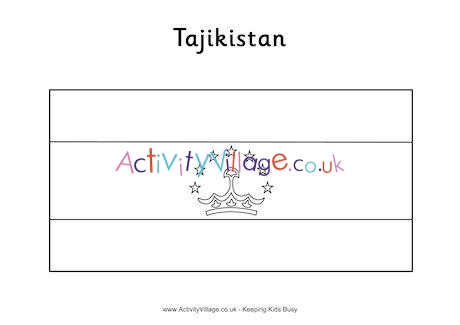 Tajikistan Flag Colouring Page