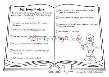 Tall story muddle activity for kids