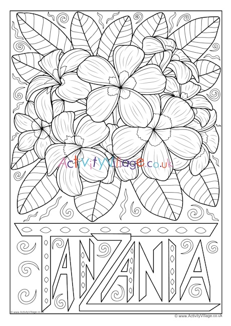 Tanzania national flower colouring page