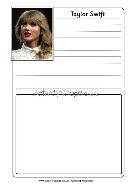 Taylor Swift Notebooking Page