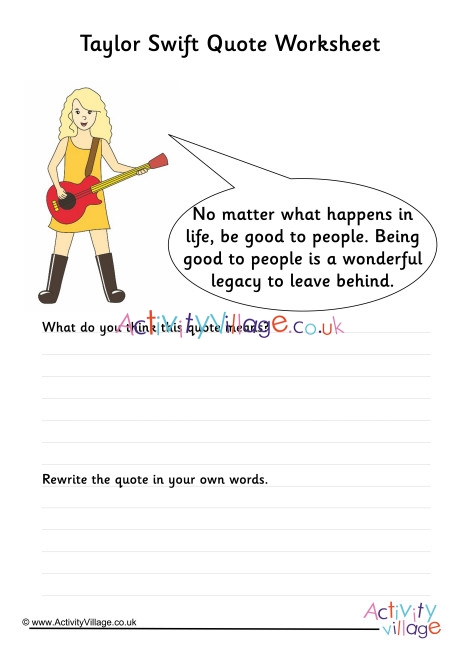 Taylor Swift Quote Worksheet