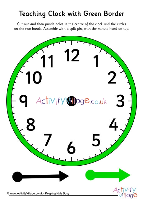 Teaching Clock Green Border