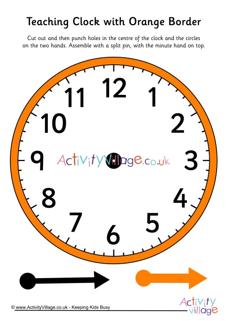 Teaching Clock Orange Border