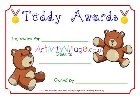 Teddy awards certificate