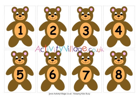Teddy number cards
