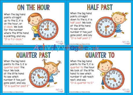 Telling time posters - set of 4