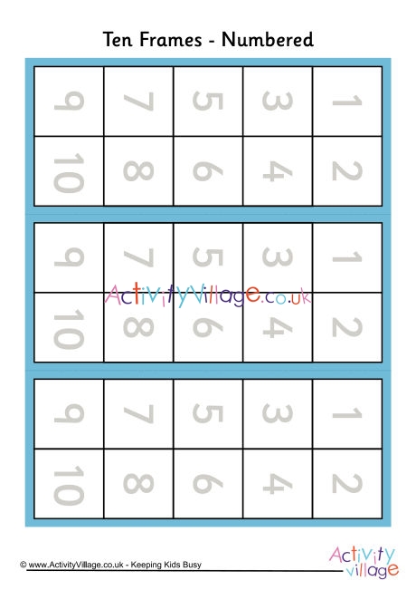 Ten frames numbered colour vertical