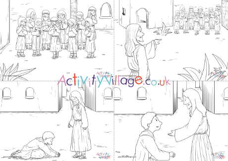 Ten Lepers Colouring Pages
