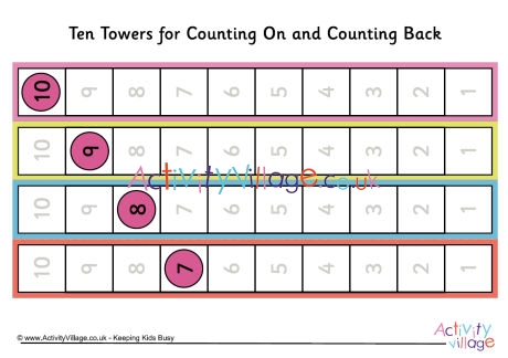 Ten towers for counting on and counting back