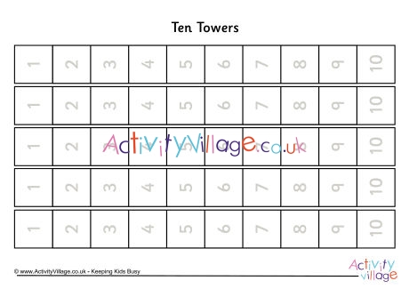 Ten Towers numbered black and white
