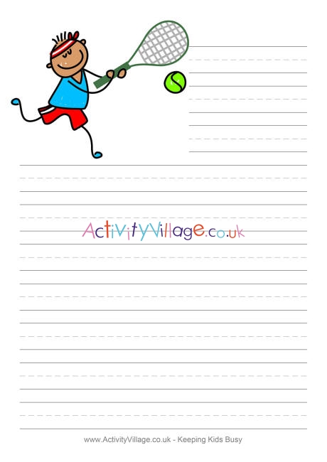 Tennis boy writing paper 