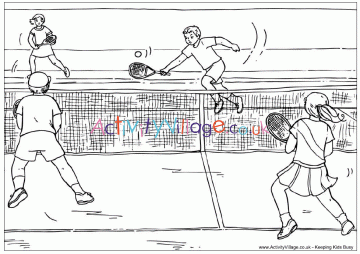 Tennis match colouring page