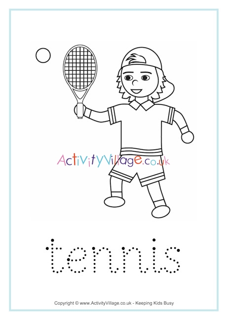 Tennis tracing worksheet