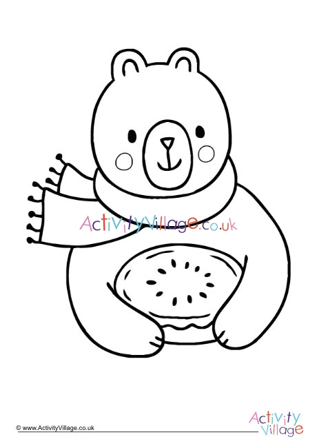 Thanksgiving bear colouring page