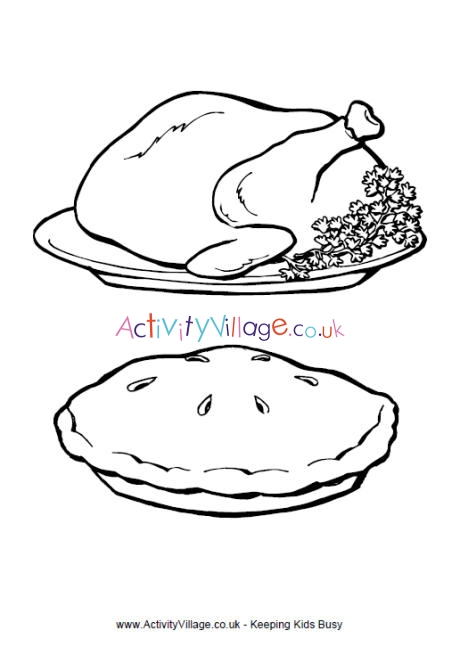 Thanskgiving dinner colouring page